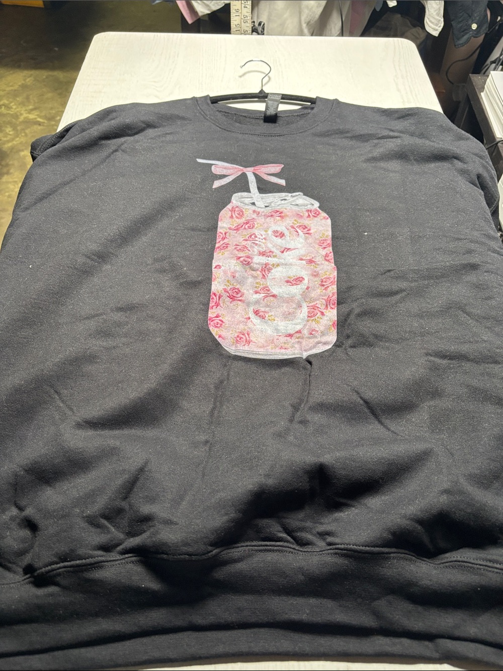 Gildan Black Sweatshirt with Pink Floral Mason Jar Graphic